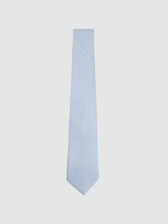 Polka Dot Silk Tie in Light Blue (B42061) | US$75