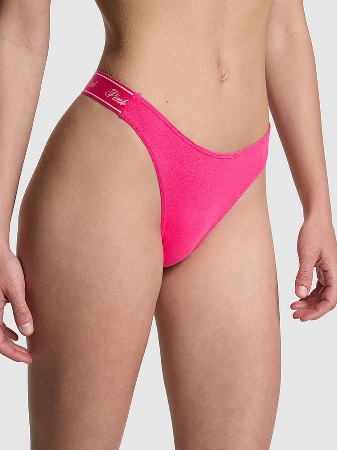 Enchanted Pink Cotton Logo Scoop Thong Knickers (B43989) | €10.50