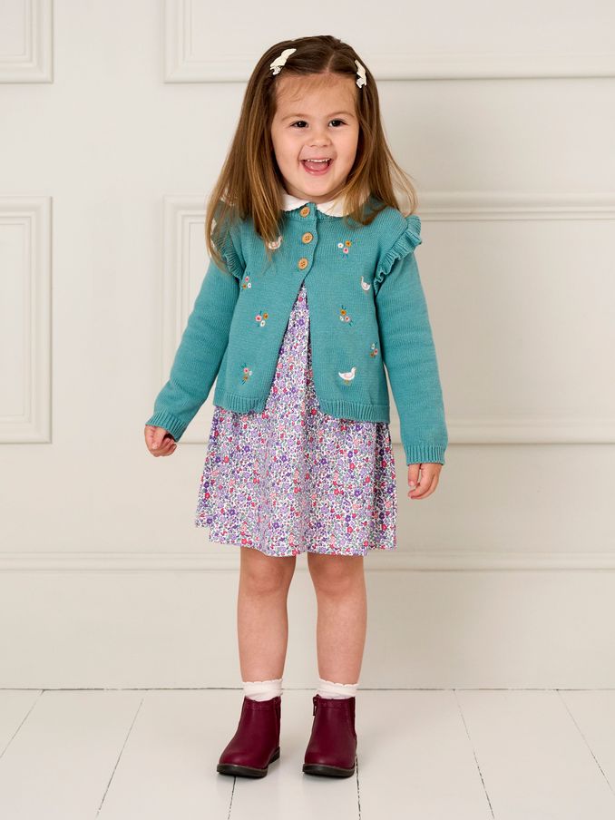 Duck Egg Embroidered Pretty Cardigan (B45186) | $18