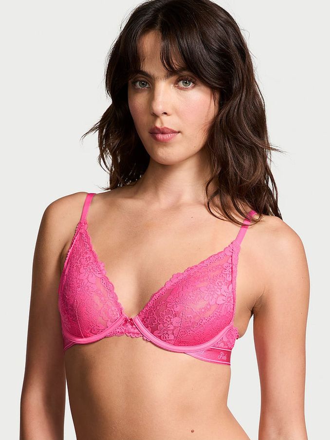 Pink Rose Plunge Lace Bra (B45242) | €40