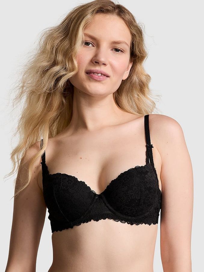 Black Balcony Lace Push Up Bra (B45293) | €40