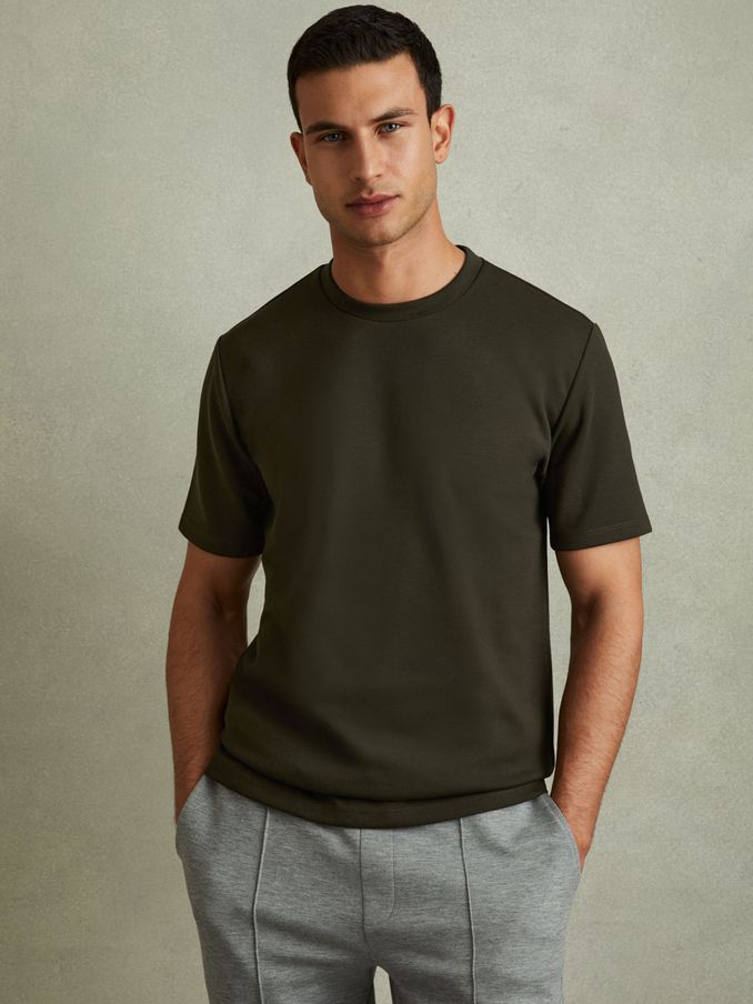 Interlock Jersey Crew Neck T-Shirt in Deep Forest (B47070) | HK$440