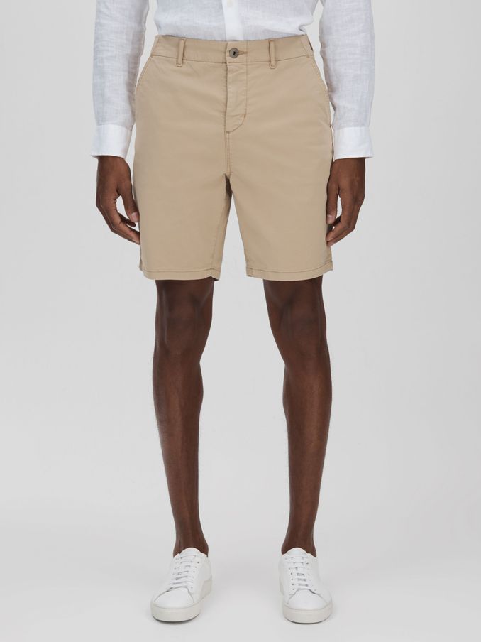 Paige Cotton Blend Chino Shorts in Khaki Sand (B47985) | €115