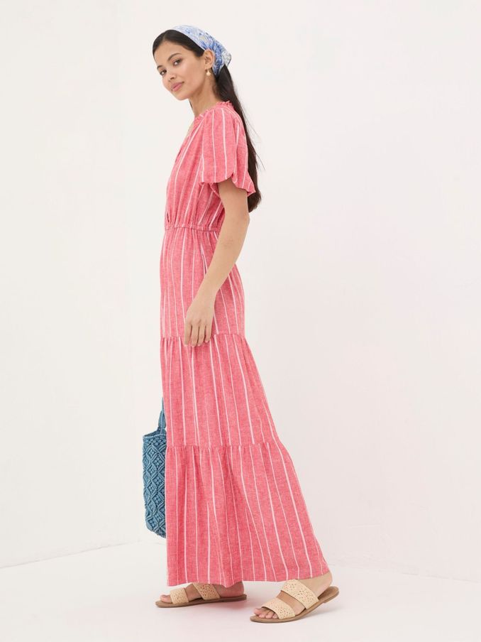 Aubrey Red Stripe Linen Blend Maxi Dress (B48022) | €48