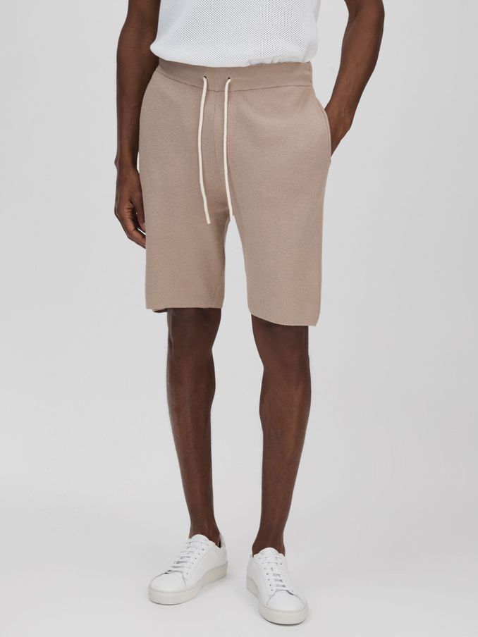 Paige Cotton-Linen Drawstring Knitted Shorts in Mocha (B48223) | €148