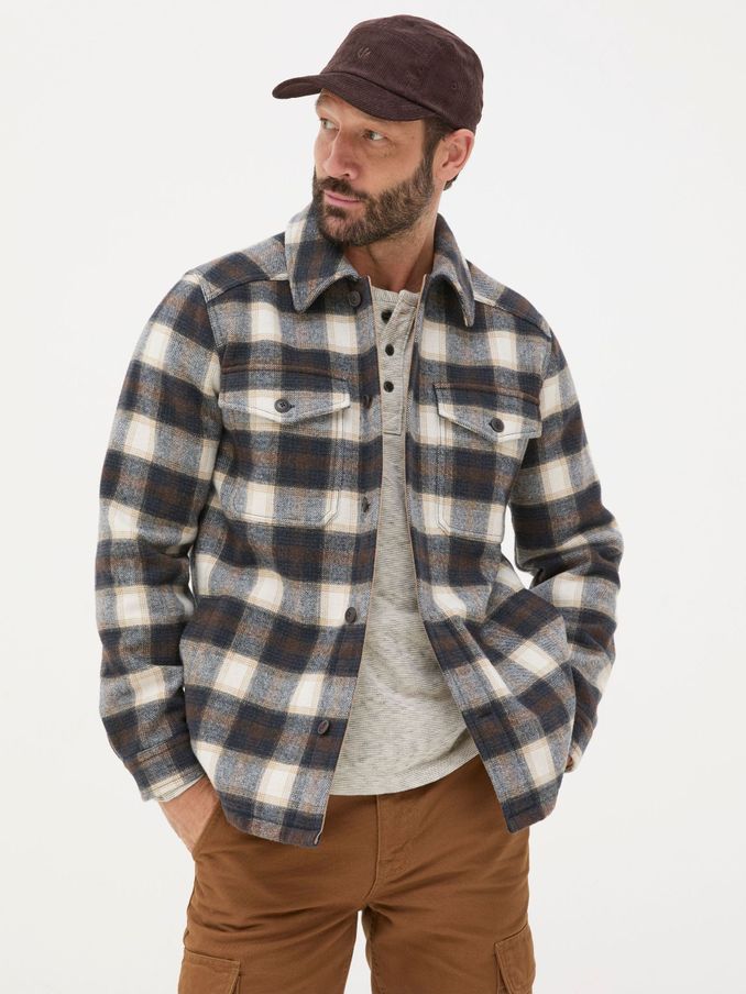 Milton Dark Brown Check Overshirt (B48584) | $69