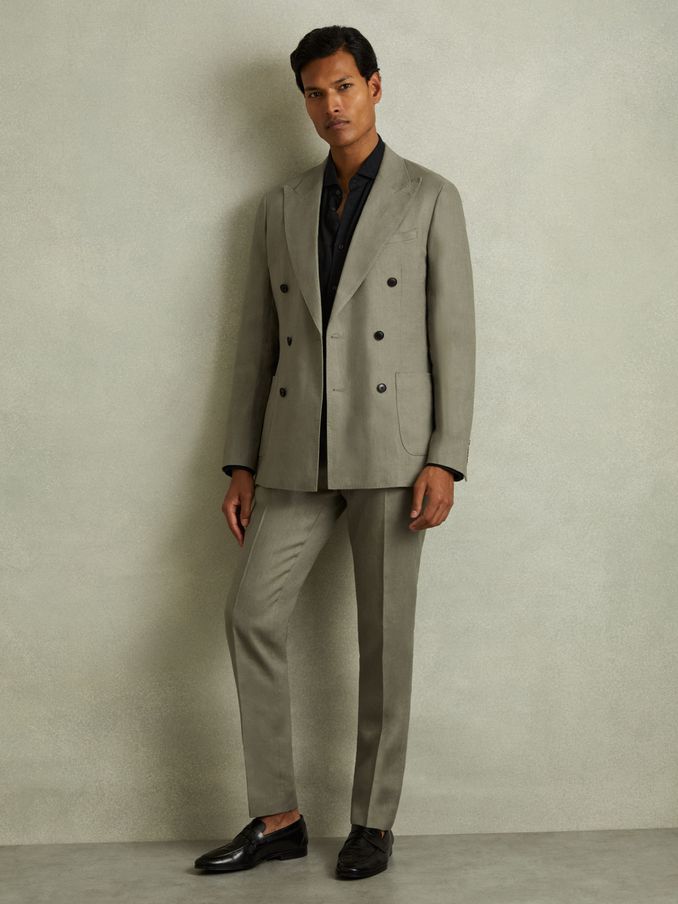 Linen Side Adjuster Trousers in Light Sage Green (B49347) | CHF 68
