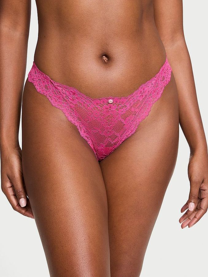 Luscious Rose Pink Lace Thong Knickers (B49885) | €7