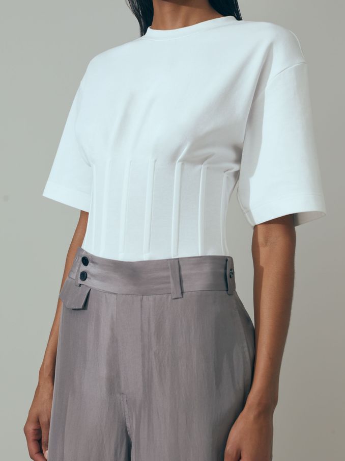 Atelier Corset Detail T-Shirt in White (B50540) | €126
