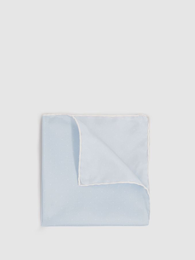 Polka Dot Silk Pocket Square in Light Blue (B50593) | €55
