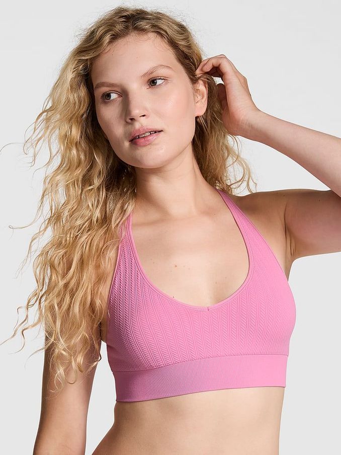 Moonstone Pink Seamless Cable Knit Sports Bra (B52262) | €33