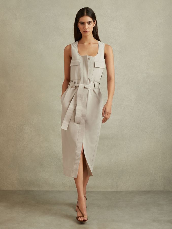 Utility Belted Midi Dress in Stone (B52334) | €57