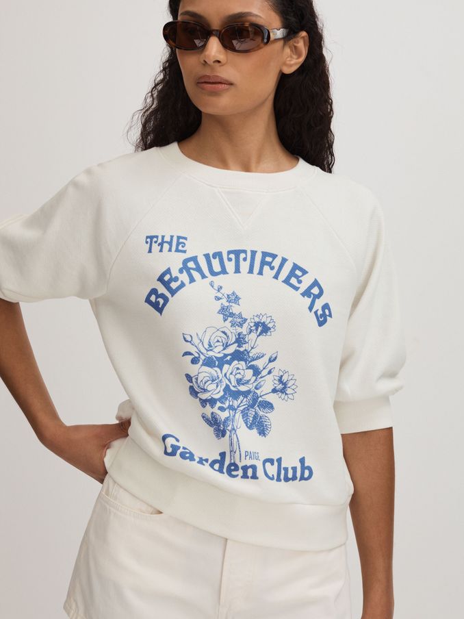 Paige Cotton Terry Graphic Top in White (B52861) | US$295