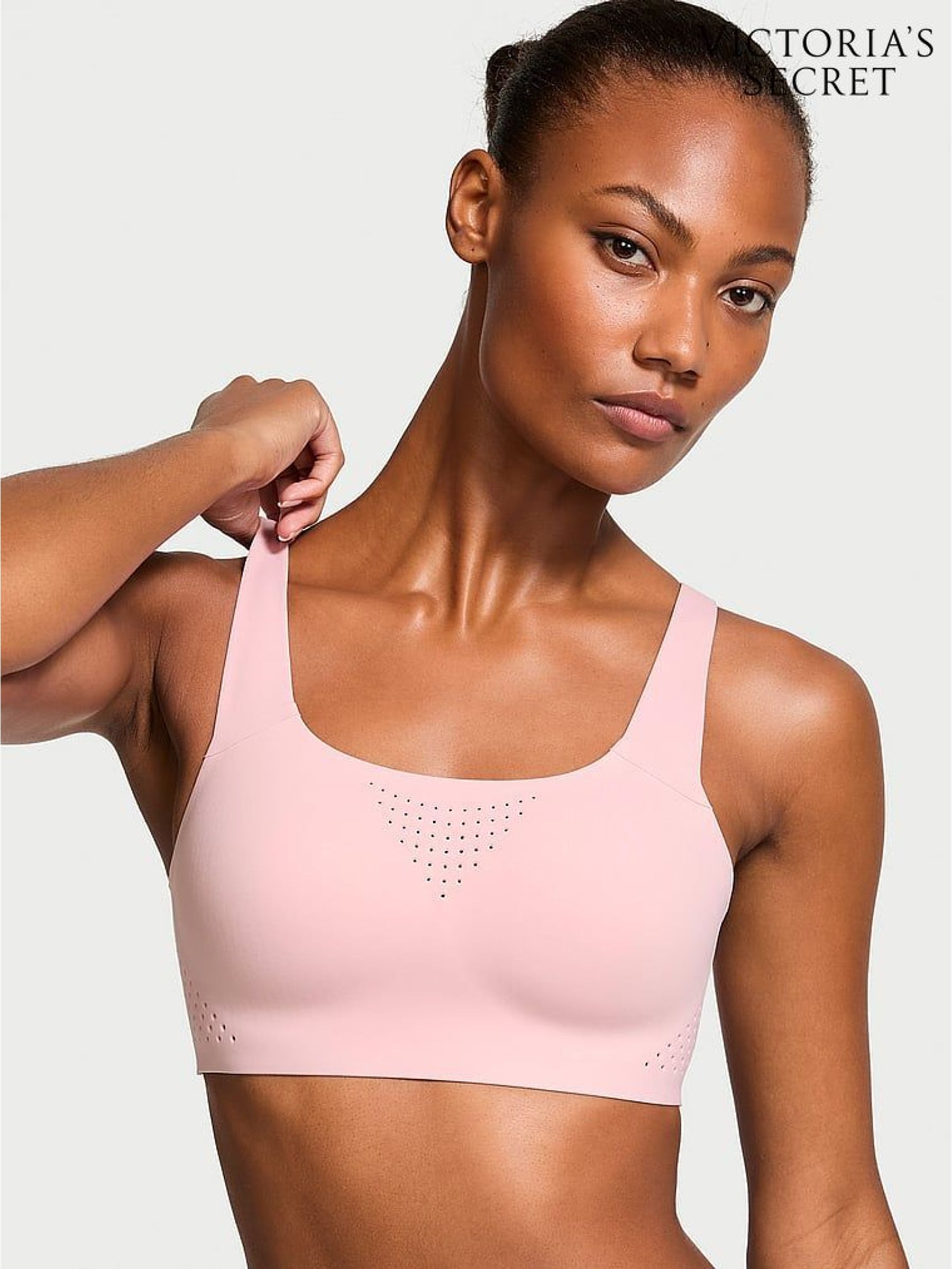 Chalk Rose Pink Back Close Featherweight Max High Support Sports Bra (B53608) | €52
