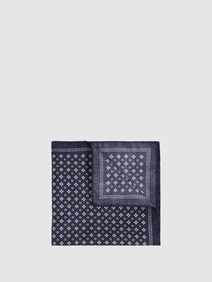 Reversible Silk Pocket Square in Navy (B54190) | US$12