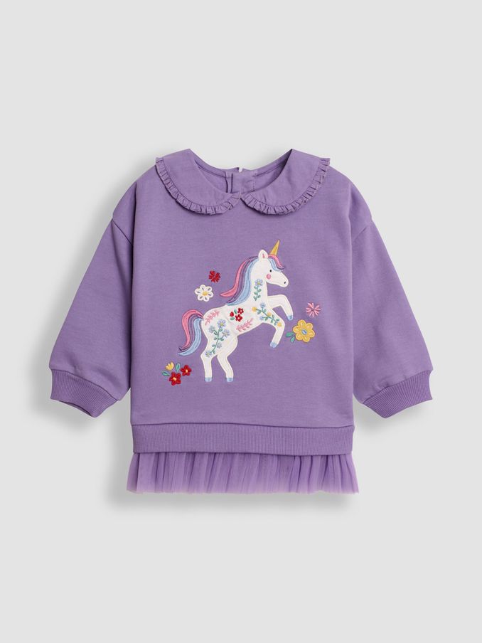 Lilac Purple Unicorn Appliqué Tulle Frill Sweatshirt (B54738) | $18