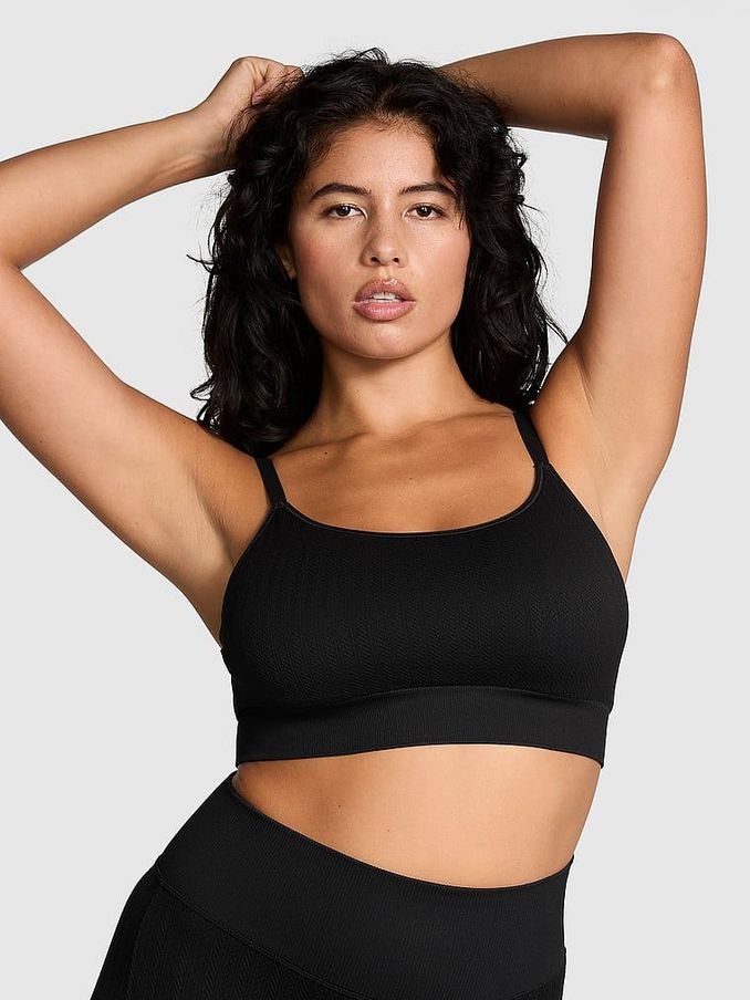 Black Seamless Cable Knit Sports Bra (B55021) | €15