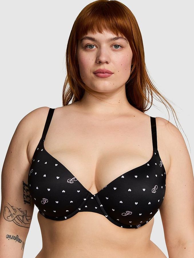 Black Heart Script Print Push Up Bra (B55485) | €33