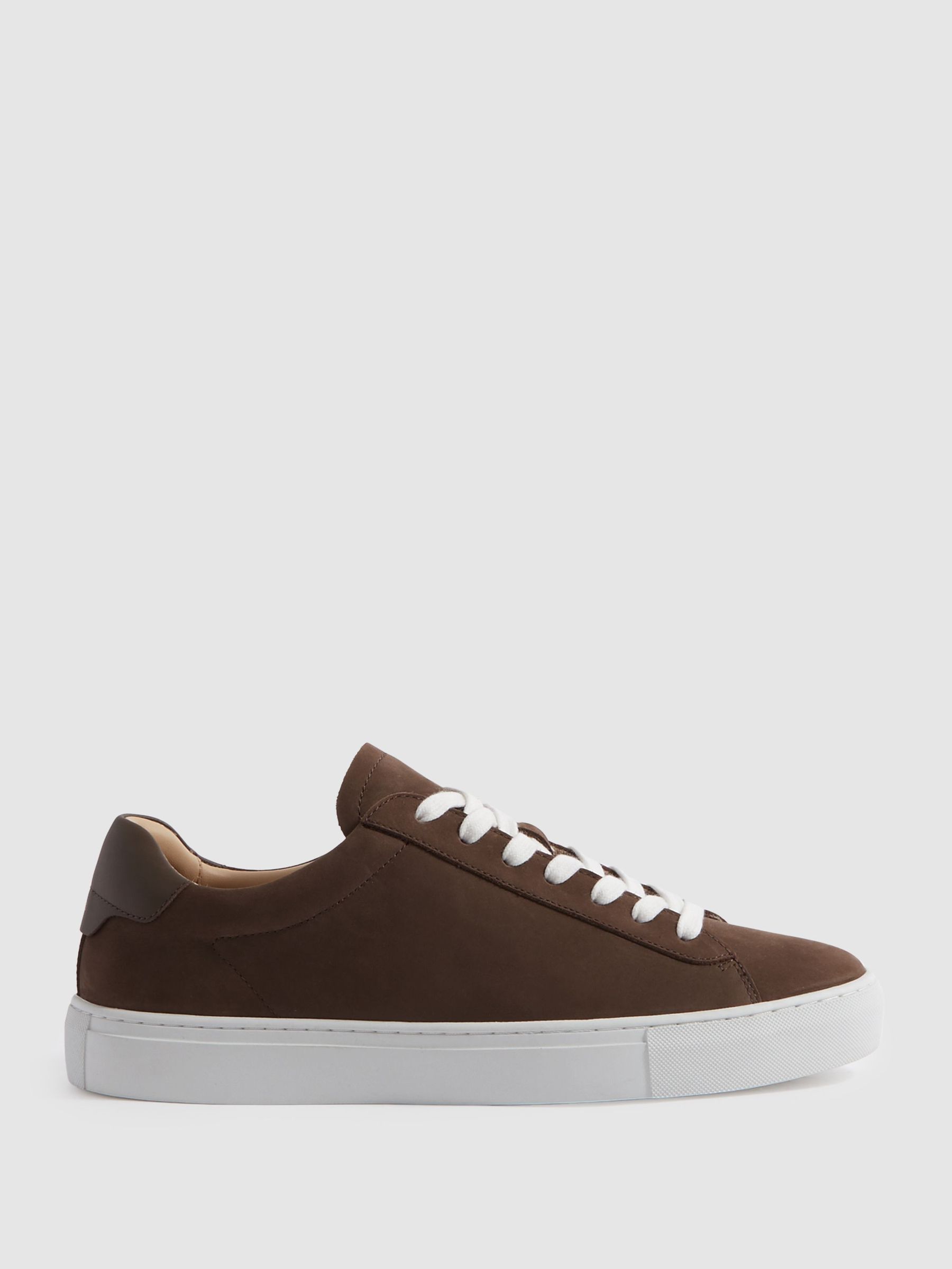 Nubuck Leather Low Top Trainers in Mid Brown (B57330) | US$89