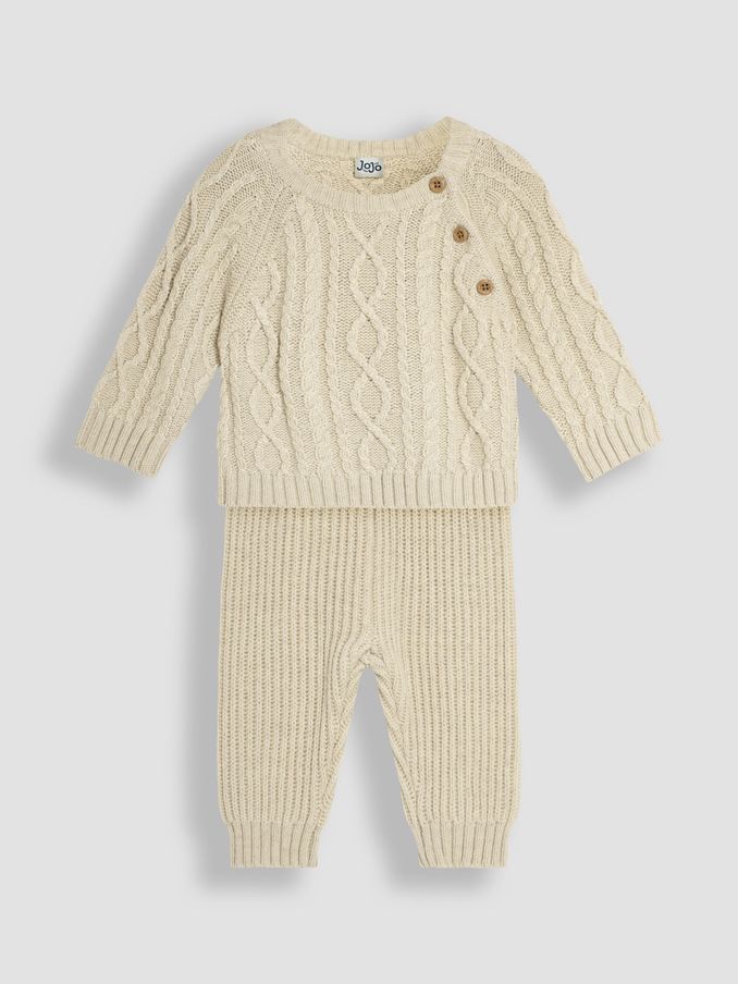 Cream Cable Knit Jumper & Trouser Baby Set (B57411) | $18