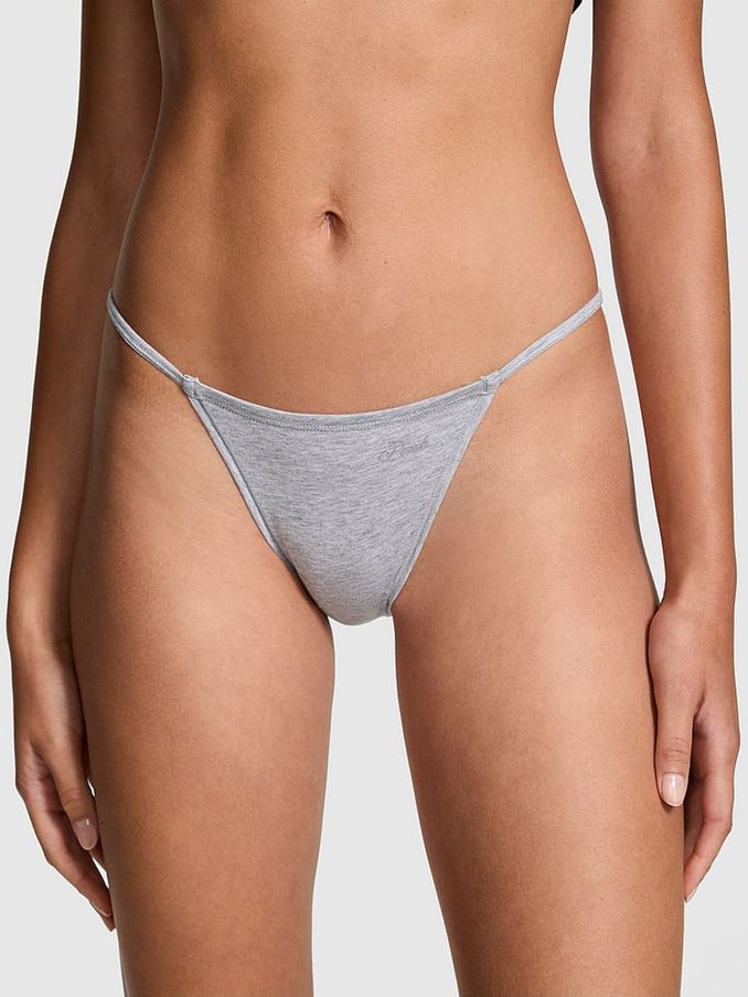 Grey Heather Cotton String Bikini Knickers (B57697) | €10.50