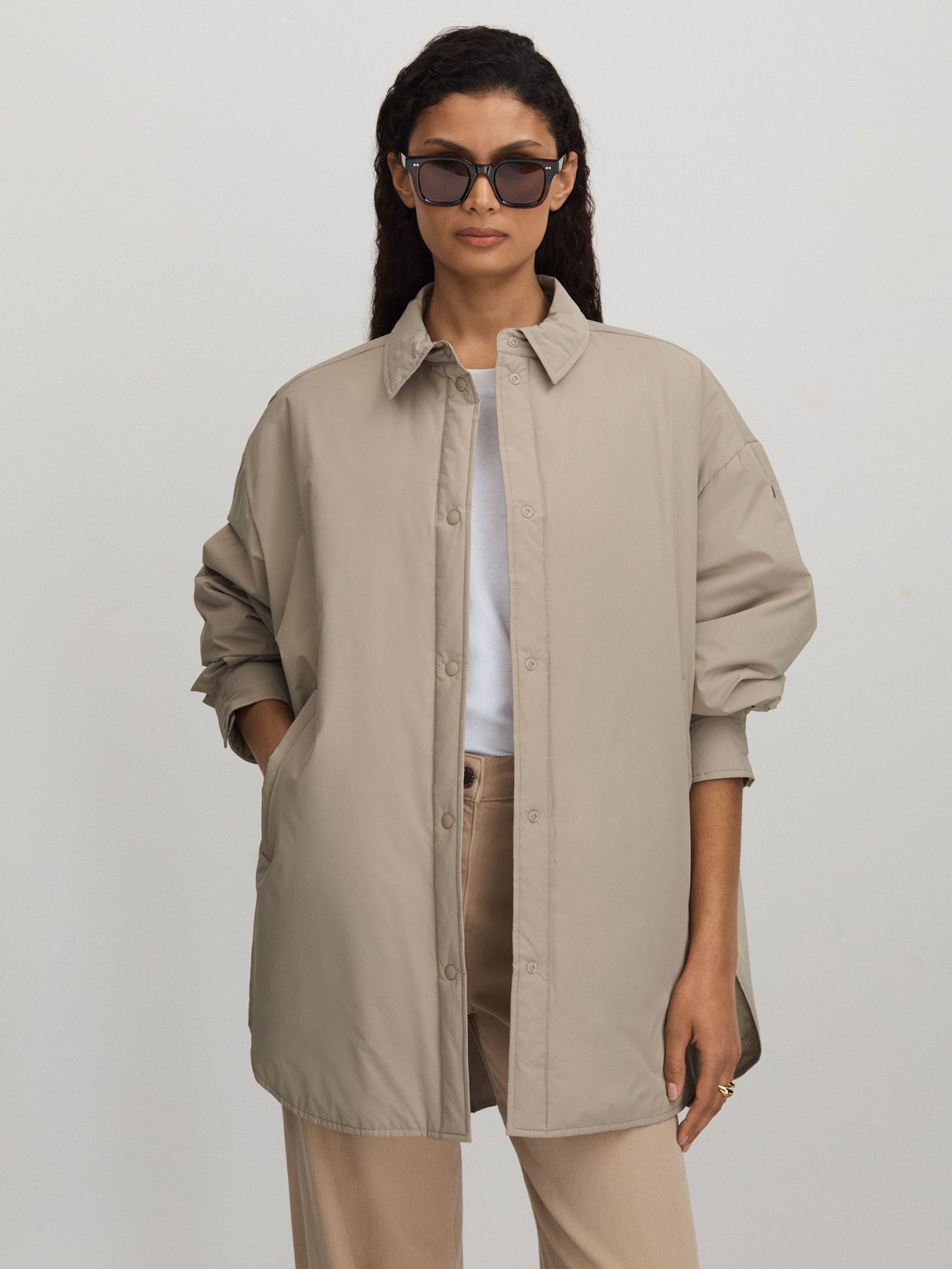 Scandinavian Edition Padded Shirt Jacket in Khaki (B58022) | US$257