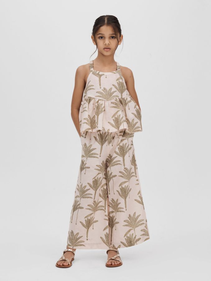 4-9 yrs Linen-Cotton Peplum Top in Neutral (B58496) | US$23