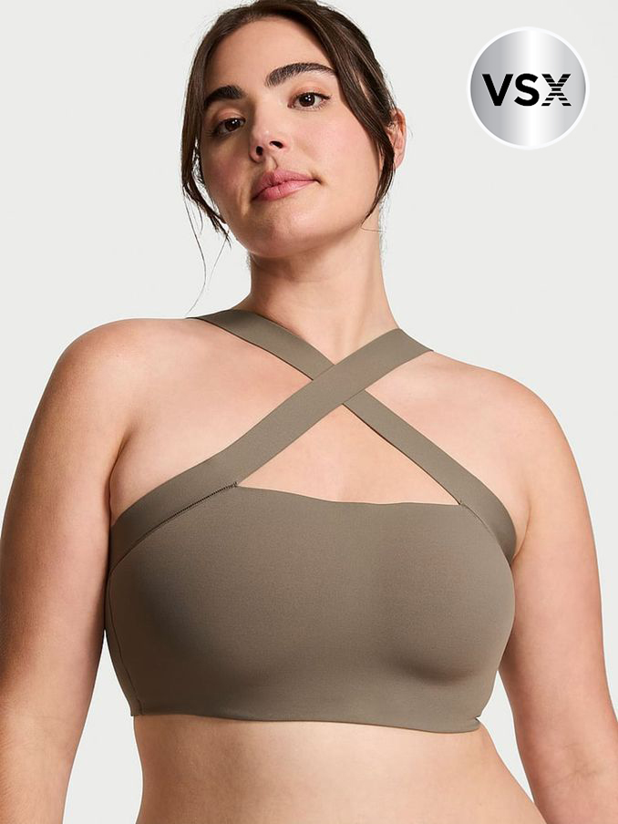 Terra Olive Green Strappy Cross Front Sports Bra (B59014) | €56