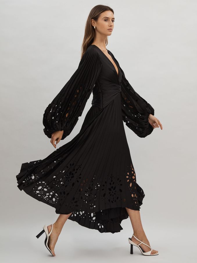 Acler Balloon Sleeve Midi Dress in Black (B59391) | US$410