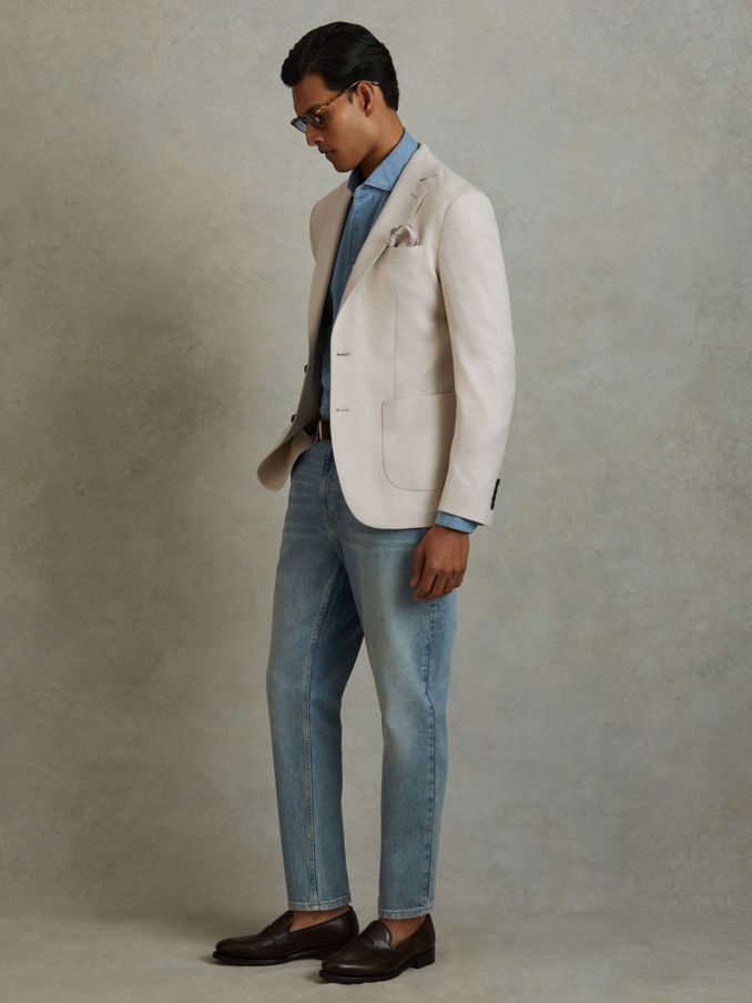 Single Breasted Blazer With Cotton in Stone (B59660) | HK$1,433
