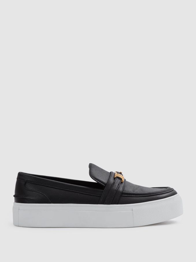 Leather Loafer Trainers in Black (B59805) | US$158