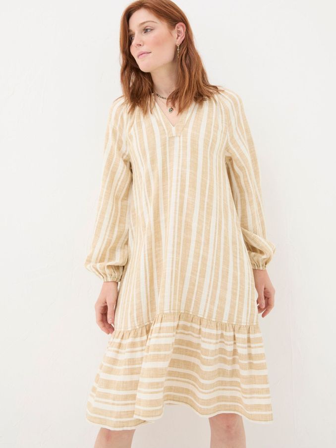 Amy Natural Linen Blend Stripe Dress (B60061) | €39