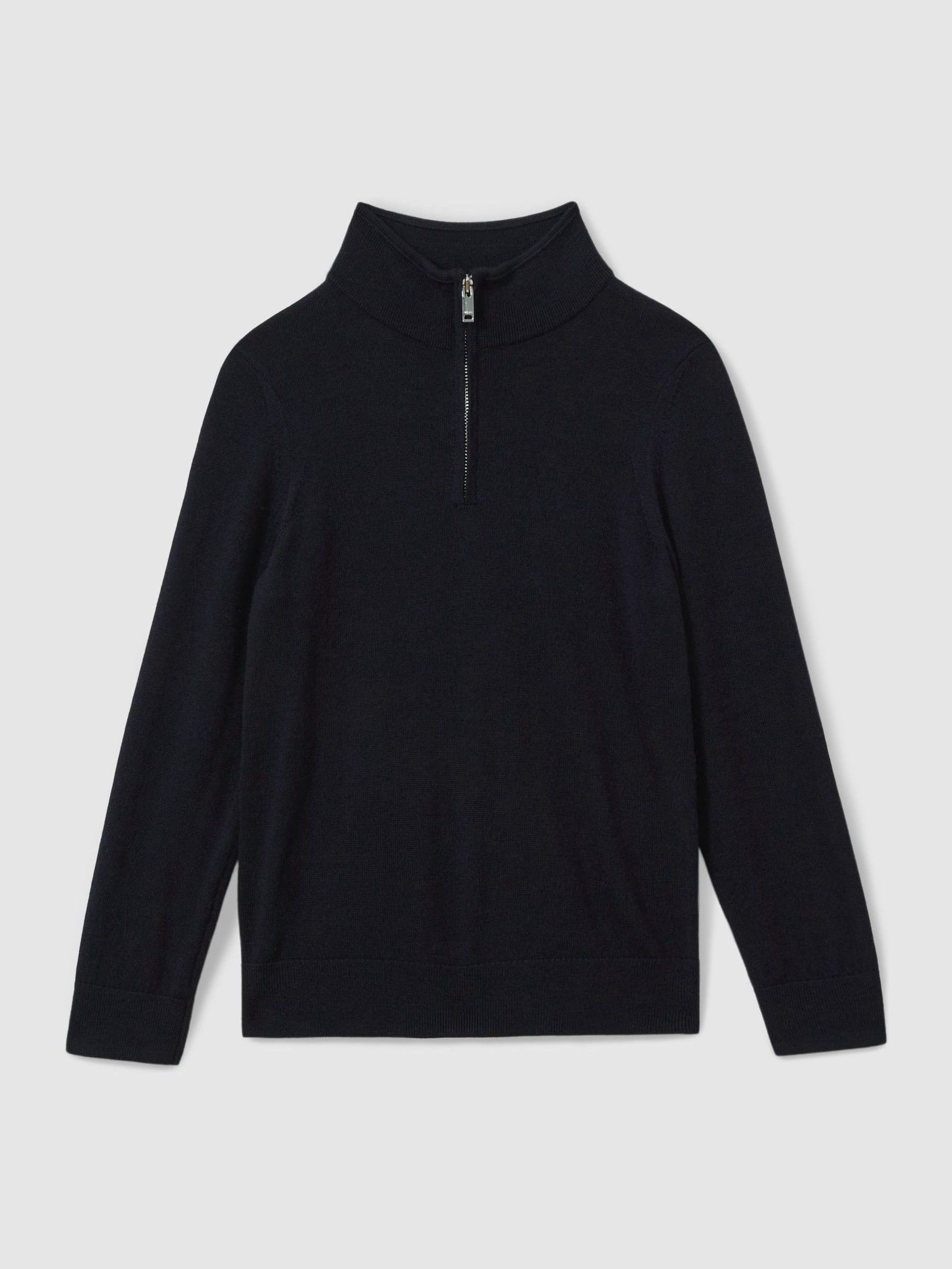 13-14 yrs Merino Wool Half-Zip Funnel Neck Jumper in Navy (B60158) | 240 SAR