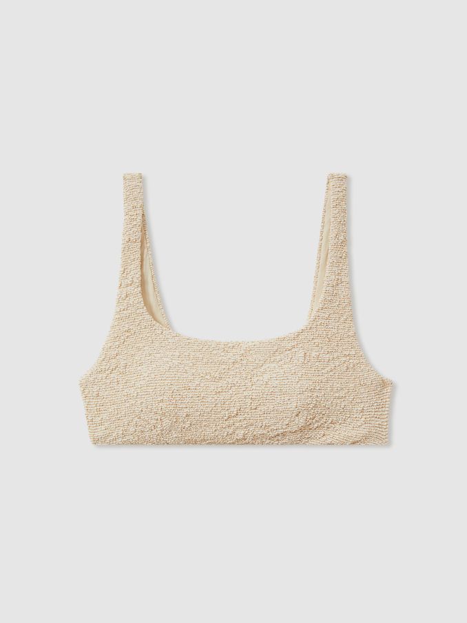 Sands Rory Natural The Upside Textured Metallic Bikini Top (B60370) | US$90
