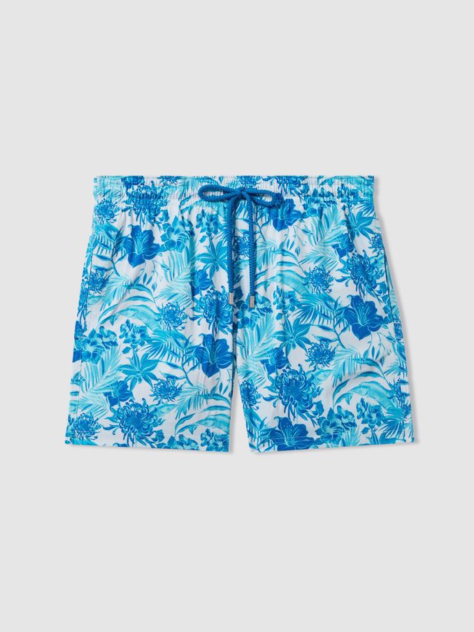 Vilebrequin Tropical Print Swim Shorts in Blanc Blue (B61584) | CA$445