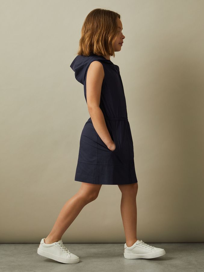 4-9 yrs Shell Hooded Dress in Navy (B61627) | US$32