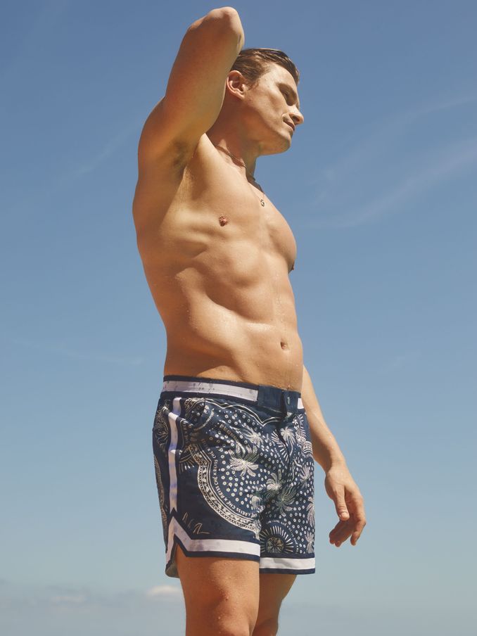 Reiss | Ché Zwembroek met print en elastische taille in marineblauw/wit (B61966) | € 117