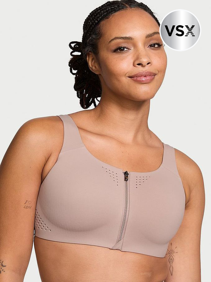 Candlelight Rose Nude Strappy Back Front Close Featherweight Max High Support Sports Bra (B62834) | €63