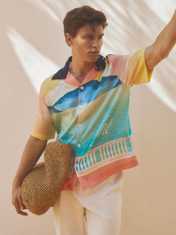 Veranda Pink Multi Ché Hand-Painted Cuban Collar Shirt (B63599) | €54