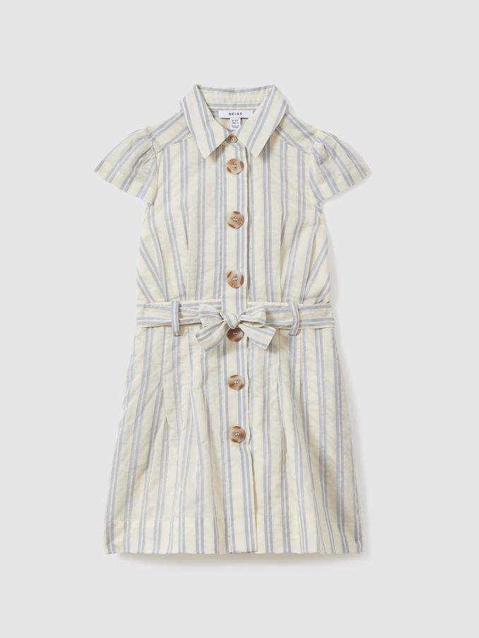 13-14 yrs Cotton-Silk Striped Dress in Blue (B63665) | €54
