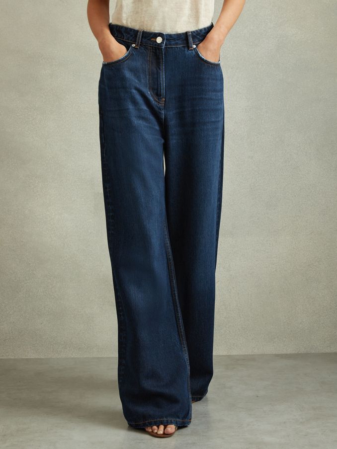 Petite Lightweight Viscose Blend Relaxed Jeans in Dark Blue (B66052) | HK$752