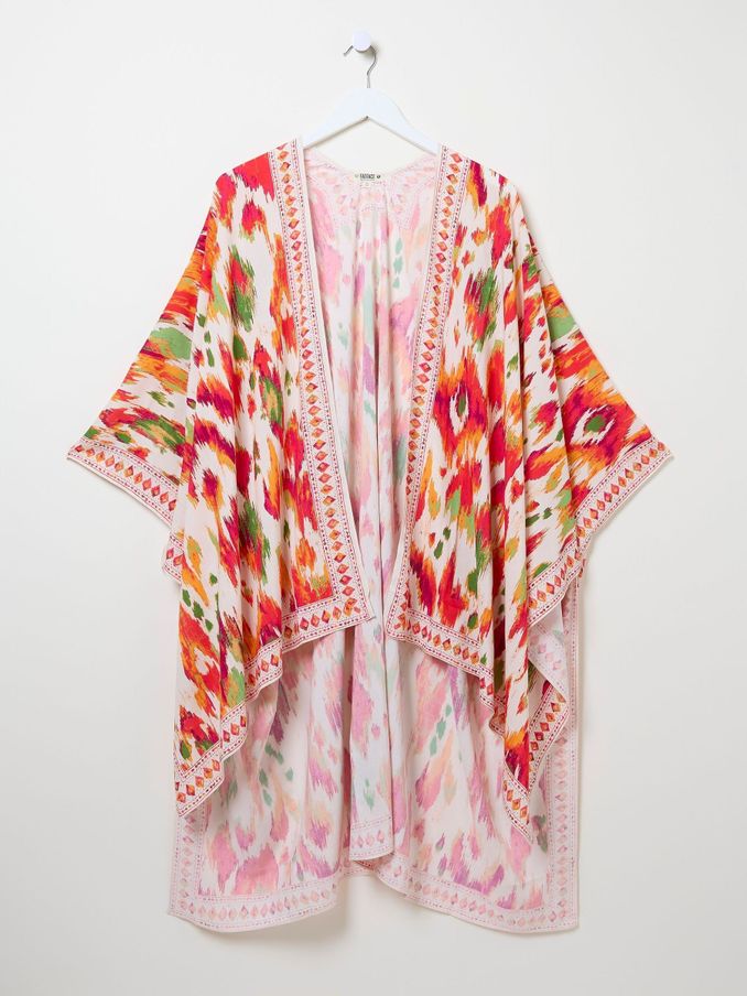 Orange Paradise Ikat Short Kimono (B68126) | $30
