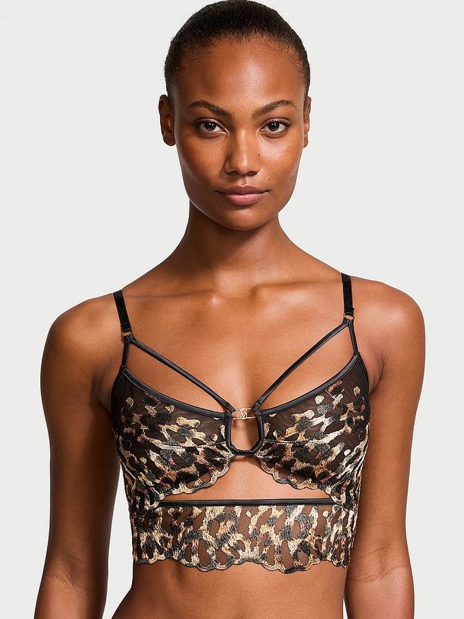 Black Leopard Bralette Embroidered Bra (B68631) | €22