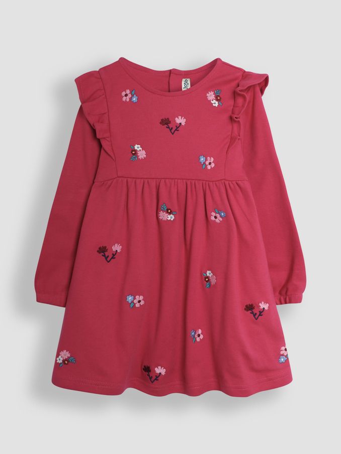 Berry Floral Embroidered Frill Dress (B68848) | $22