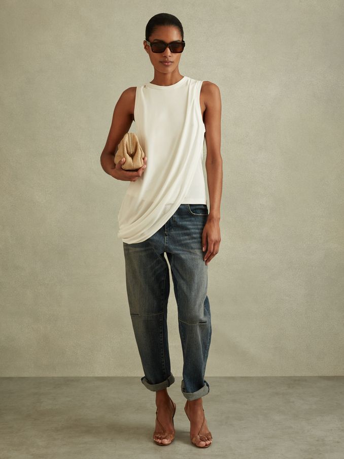 Draped Layered Top in Ivory (B69966) | €41