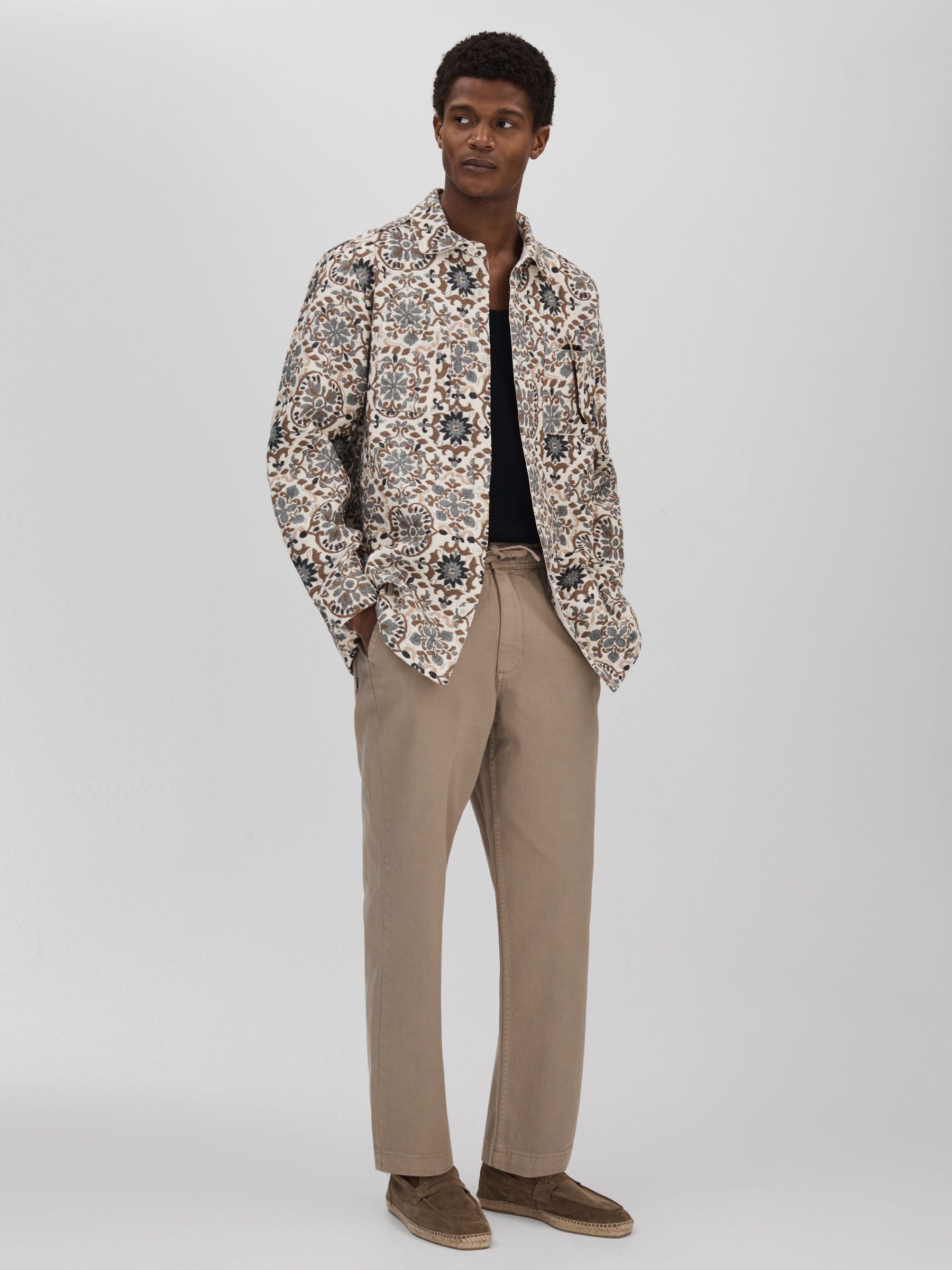 Wax London Jacquard Overshirt in Beige (B70005) | $104