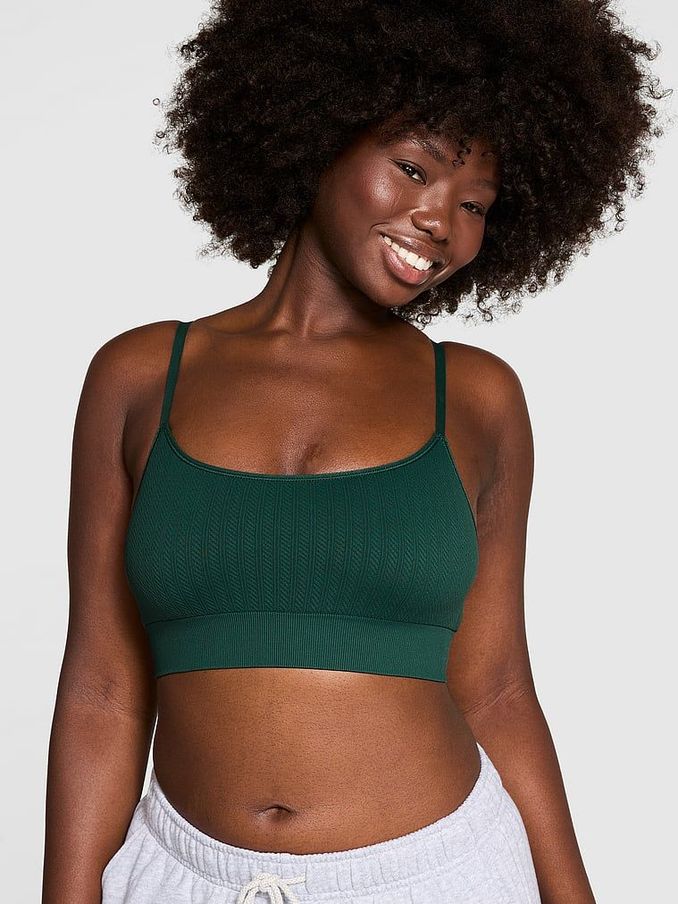 Deep Forest Green Seamless Cable Knit Sports Bra (B70740) | €15