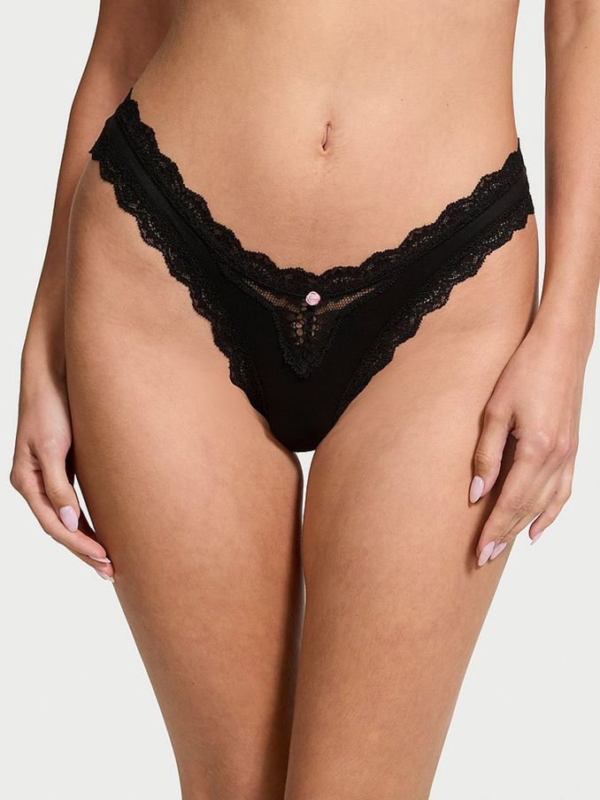 Black Lace Trim Brazilian Knickers (B70973) | €15.50