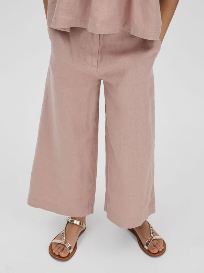 Senior Linen Loose Fit Trousers in Pink (B71399) | €49
