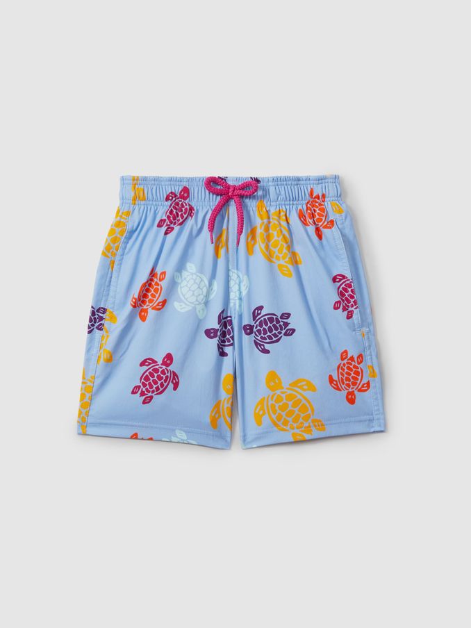 Vilebrequin Tropical Print Swim Shorts in Fleur De Lin Blue (B72444) | US$185